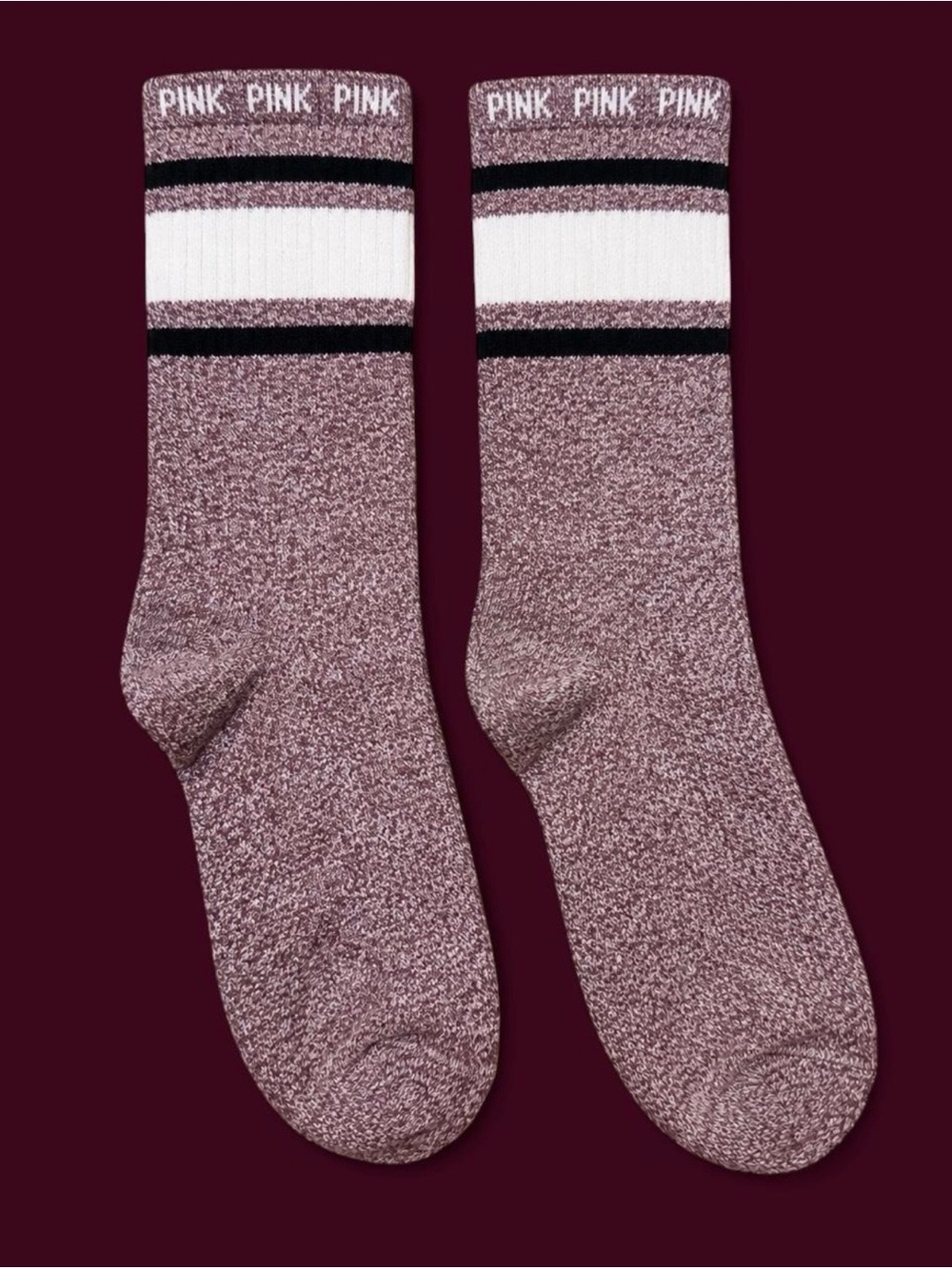 PINK Victoria’s Secret Marled Striped Crew Socks